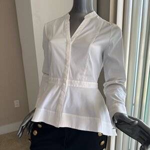 White House Black Market white peplum blouse size 4